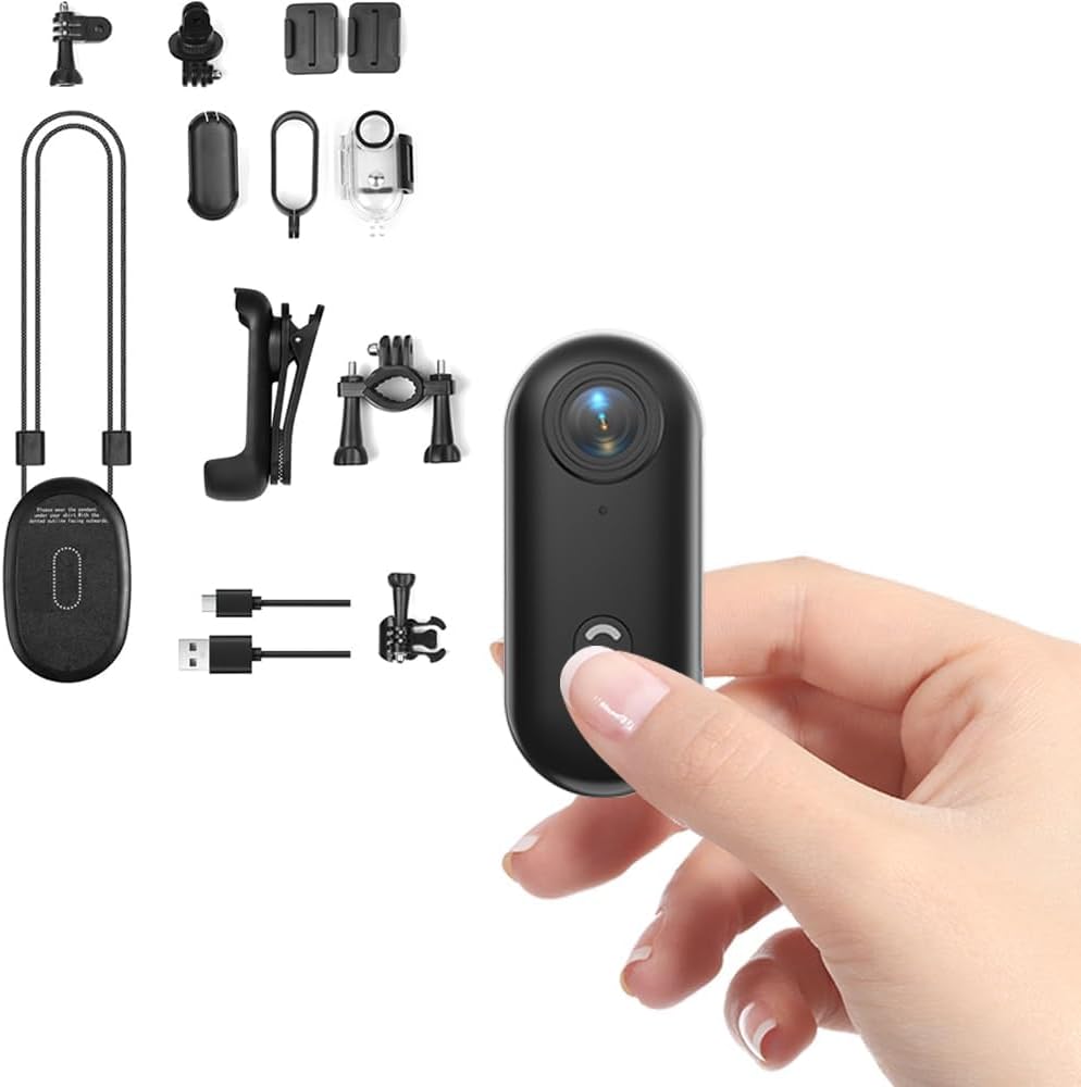 Mini-Sportkamera (1080p, Zollgröße) mit 360° drehbarem Clip und Magnetclip, freihändige POV-Aufnahme, tragbare Vlogging-Kamera, 120°-Winkel für Fahrräder und Motorräder, Audio- und Videoaufnahme