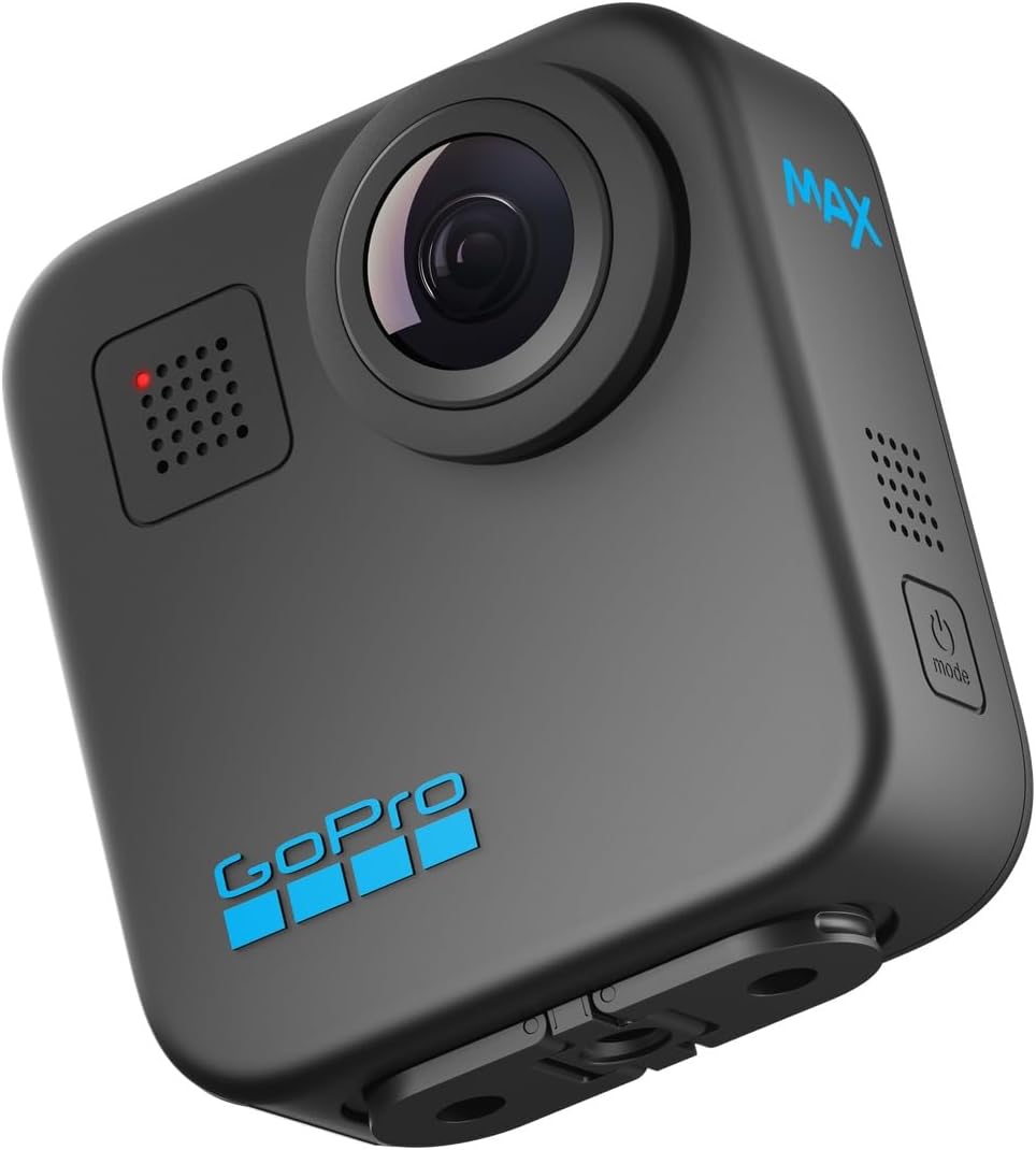 GoPro Max – Klassische wasserdichte 360+-Actionkamera mit sphärischem Touchscreen, 5,6K30 HD-Video, 16,6 MP 360°-Fotos, 1080p-Stabilisierung und Live-Streaming