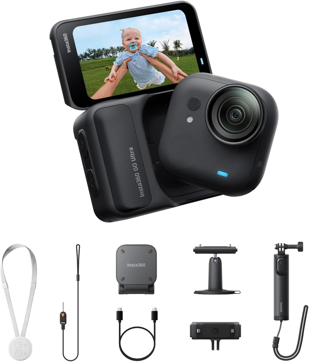 Insta360 GO Ultra Creator Pack Midnight Black without Memory Card – Ultra-Light and Portable Hands-Free 4K Camera, FlowState Stabilization, Cutting-Edge Low-Light Performance