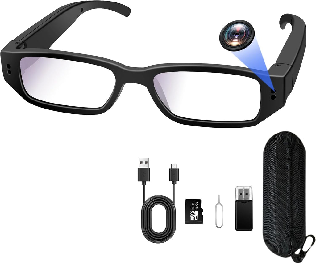 Hidden Camera for Glasses, 1080P HD Action Camera for Glasses, 16GB Spy Hidden Camera for Glasses Supporting Photo and Video Capture, Loop Recording