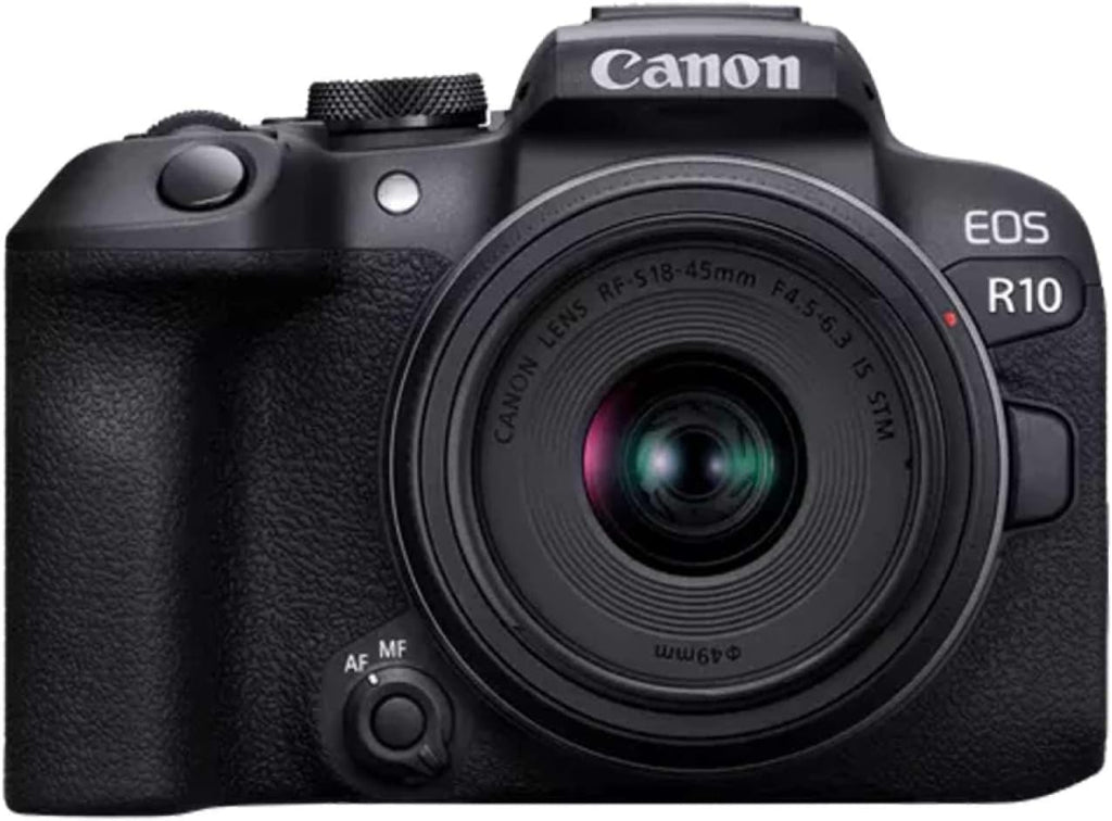 Canon EOS R10 APS-C Format Mirrorless Camera 24 MP Black Plus Canon RF-S 18-45mm F4.5-6.3 IS STM Standard Lens
