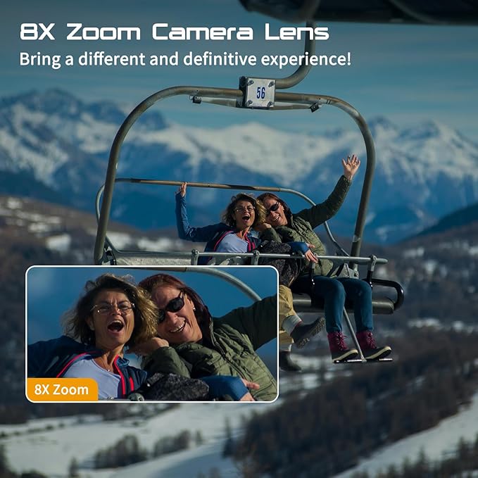 Caméra Sport 4K 60FPS Écran Tactile 64MP avec Stabilisation EIS, Camera Étanche 4K 40M WiFi, 2 Batterie 1350mAh, Carte 64GB Incluse et Étui de Rangement – Action Cam pour Plongée, Vélo, Ski, Voyage