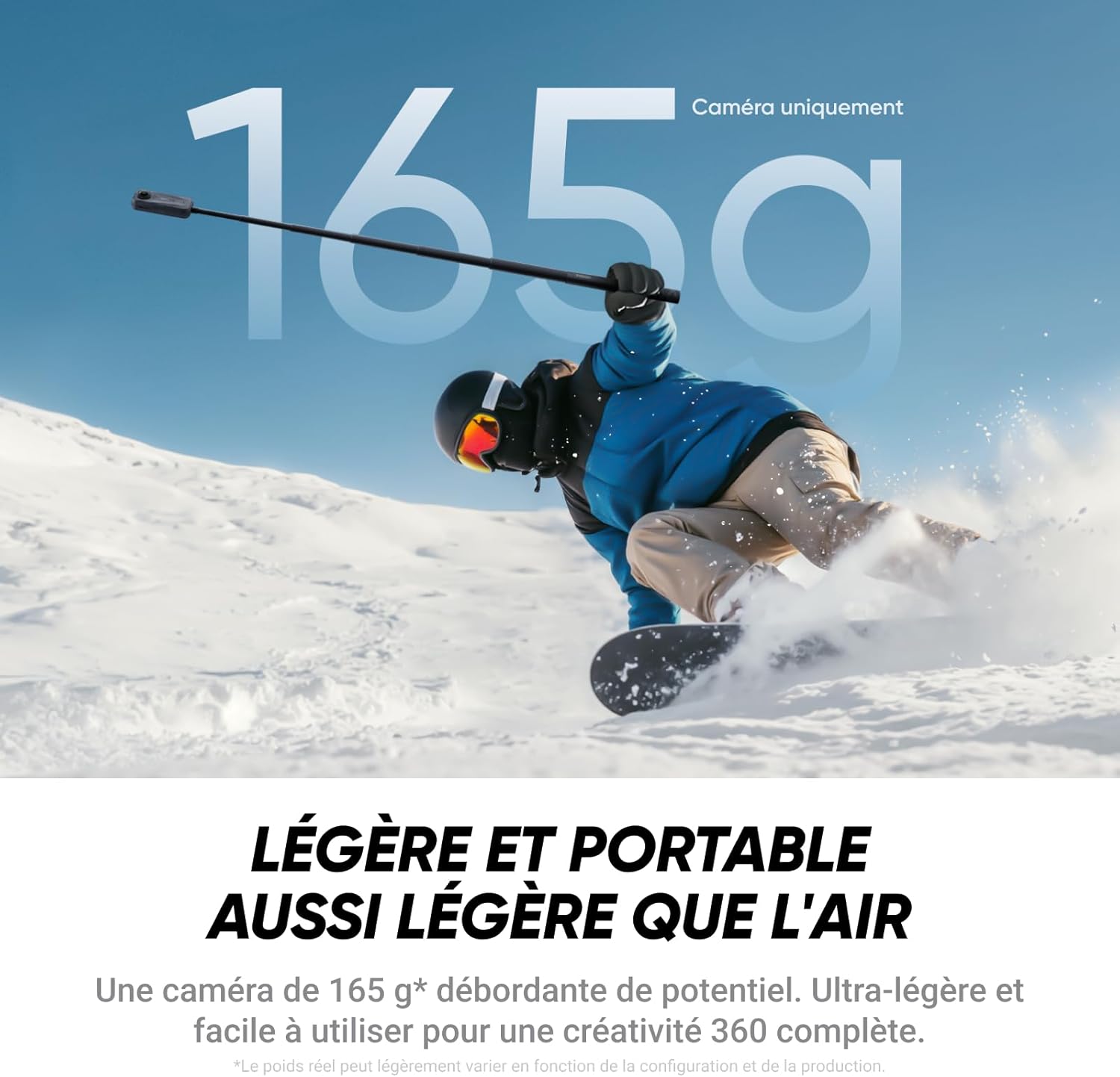 Insta360 X4 Air Pack démarrage Noir Graphite - Caméra 360 8K légère de 165g, Perche à Selfie Invisible, objectifs remplaçables, filmez d'abord et cadrez Plus Tard, Pare-Vent intégré