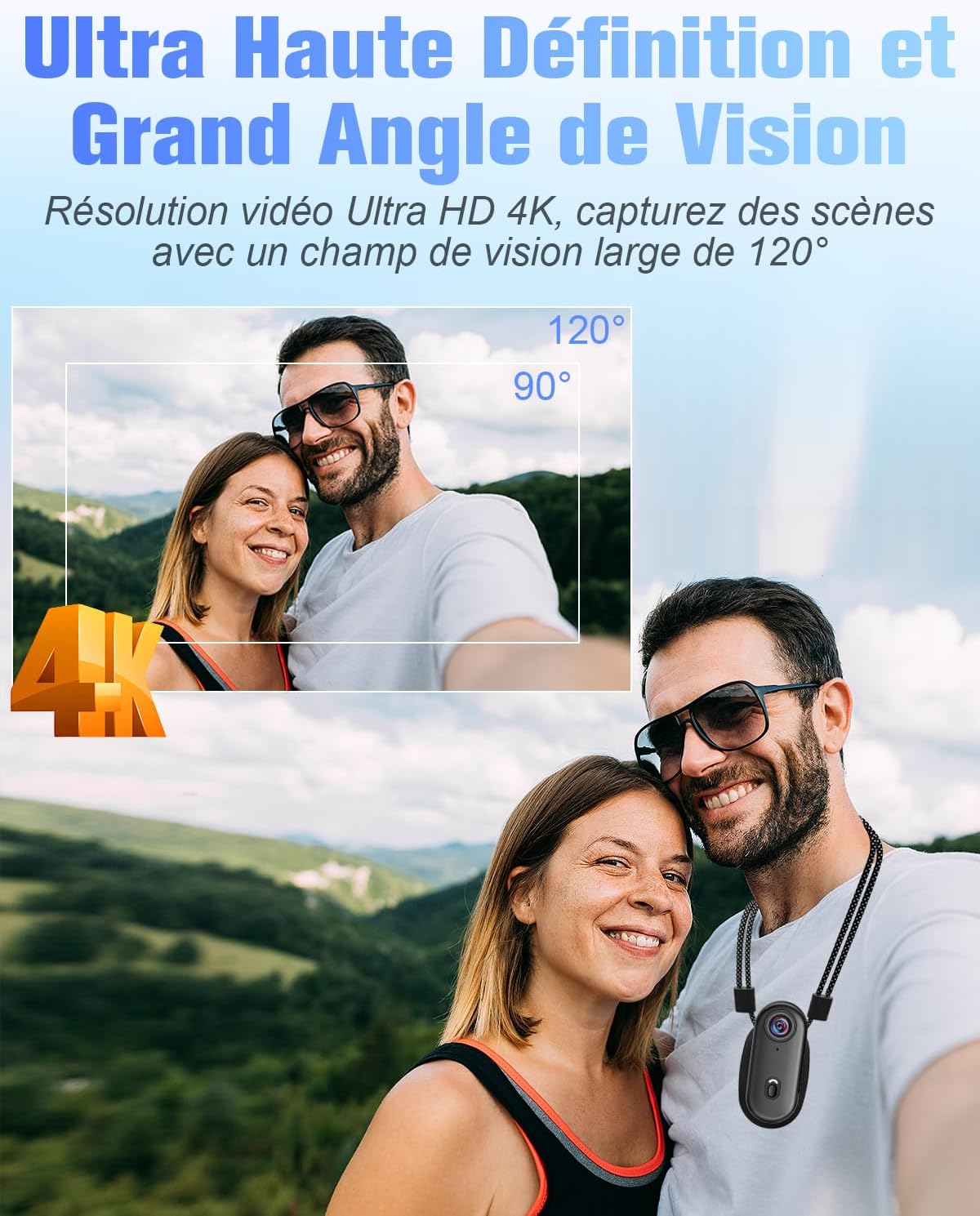 Caméra Sport 4K, Camera Action WiFi 120°, Minicaméra Sportive Étanche 30M Action Cam Corporelle Camera Vlog Petite Caméra Vidéo Vélo Casque avec Accessoires Multifonctions