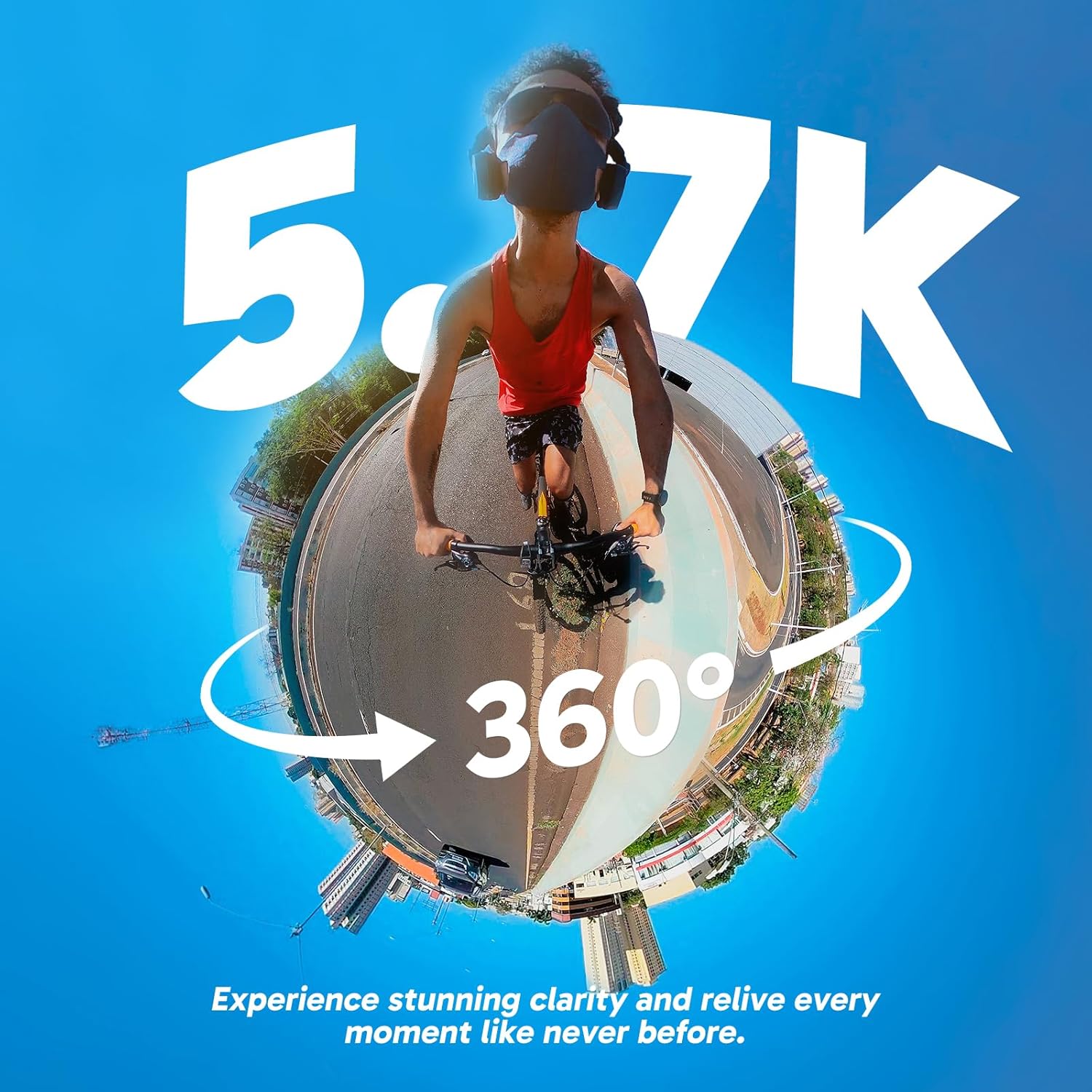 AKASO 360 Kit Vélo - Action Camera Sport à 360° avec Carte Mémoire 128 Go, 5.7K 72MP 360 Vidéo Caméra d'action, Capteurs 48MP 1/2", Stabilisation, 2.29" Écran Tactile, Horizon 360° Lock, Suivi AI