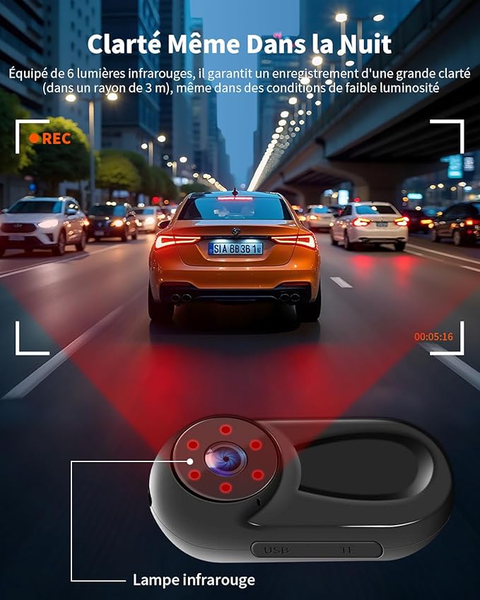 Mini Sports Camera, 32GB Action Cam 1080P HD, 120° Action Camera Body Camera Vlog with Night Vision Multifunctional Motorcycle Helmet Camera Accessories