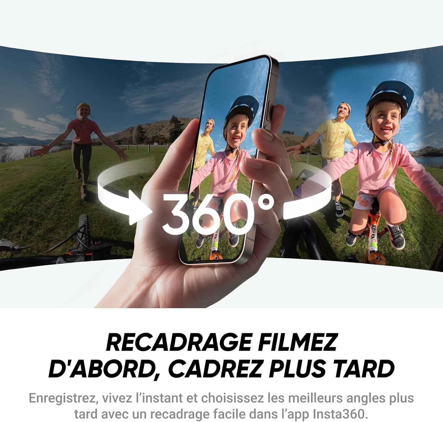 Insta360 X4 Air Pack démarrage Noir Graphite - Caméra 360 8K légère de 165g, Perche à Selfie Invisible, objectifs remplaçables, filmez d'abord et cadrez Plus Tard, Pare-Vent intégré