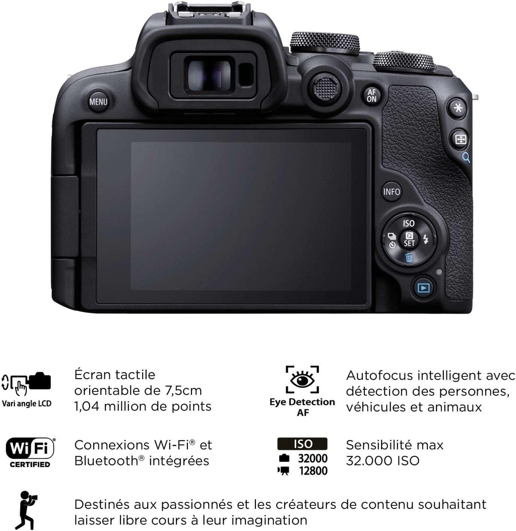 Canon EOS R10 APS-C Format Mirrorless Camera 24 MP Black Plus Canon RF-S 18-45mm F4.5-6.3 IS STM Standard Lens