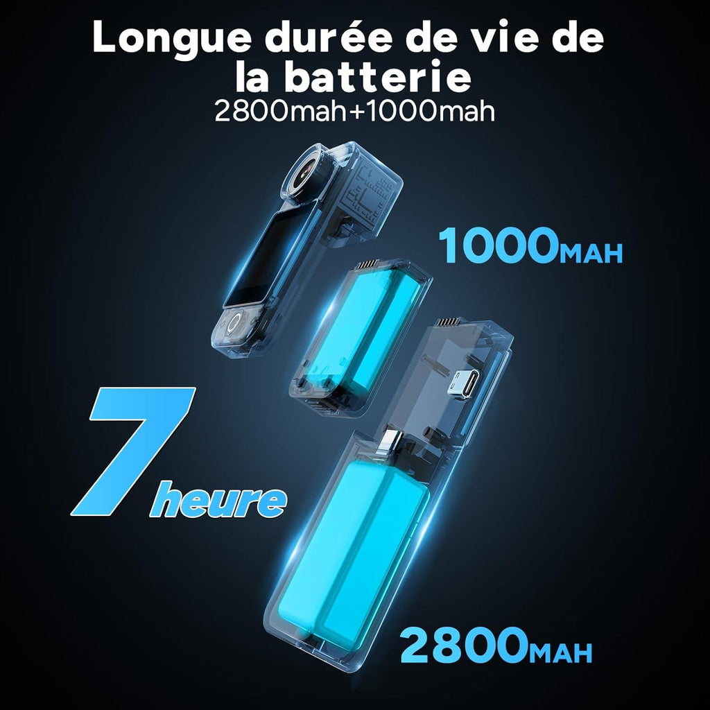 SJCAM C300 4K Vlog-Kamera, 460 Min. Akkulaufzeit, Dual-Touchscreen, Unterwasserkamera, 6-Achsen-Stabilisierung, ideal für Vlogging, Reisen, Outdoor-Aktivitäten, Set mit Zubehör, Schwarz (64G)