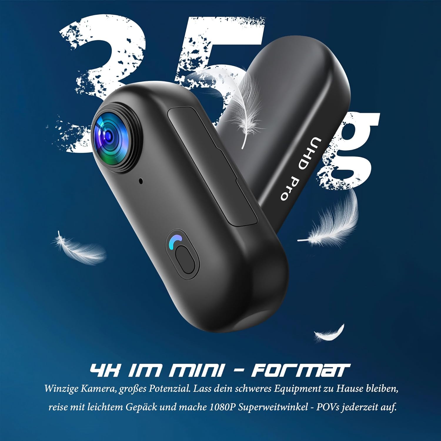 Nouvelle Version Mini Caméra Sport 4K WiFi Camera de Poche pour Casque Camera Vlog Pieton Étanche jusqu'à 30M pour Les Passionnés d'Aventure Accessoires Multifonctions