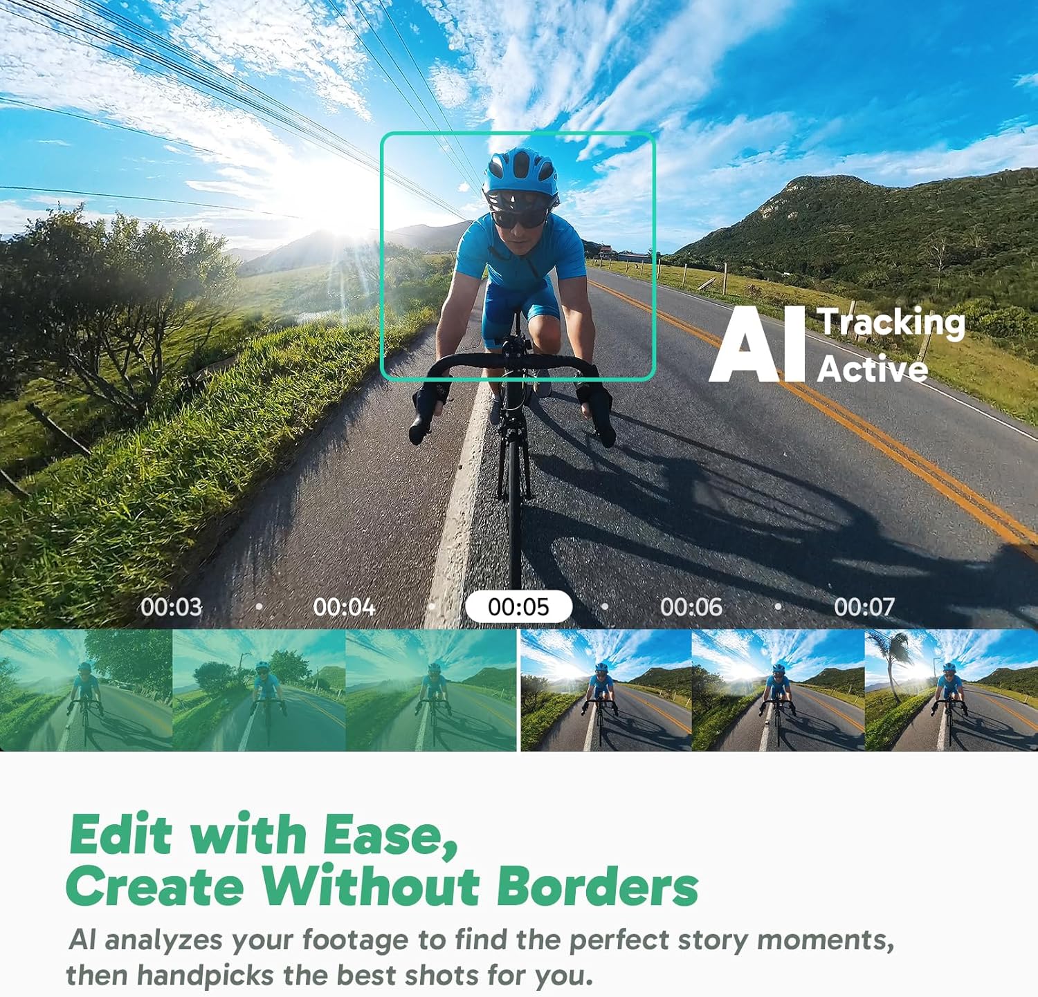 AKASO 360 Kit Vélo - Action Camera Sport à 360° avec Carte Mémoire 128 Go, 5.7K 72MP 360 Vidéo Caméra d'action, Capteurs 48MP 1/2", Stabilisation, 2.29" Écran Tactile, Horizon 360° Lock, Suivi AI