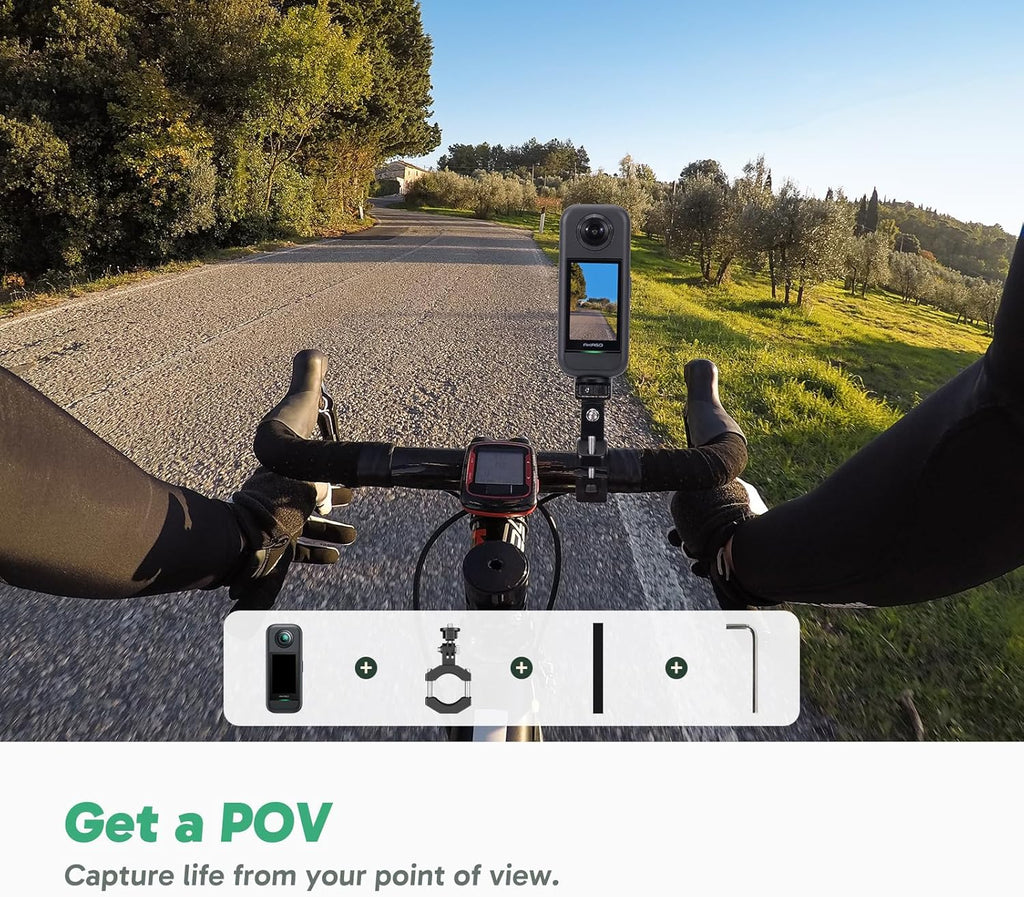 AKASO 360 Bike Kit - 360° Action Camera with 128GB Memory Card, 5.7K 72MP 360 Action Video Camera, 48MP 1/2" Sensors, Stabilization, 2.29" Touchscreen, 360° Horizon Lock, AI Tracking