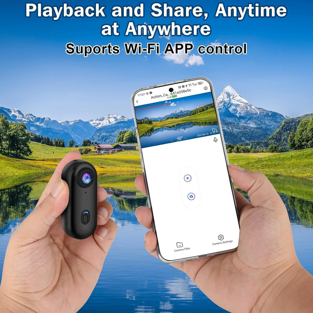 Mini-Sportkamera (1080p, Zollgröße) mit 360° drehbarem Clip und Magnetclip, freihändige POV-Aufnahme, tragbare Vlogging-Kamera, 120°-Winkel für Fahrräder und Motorräder, Audio- und Videoaufnahme