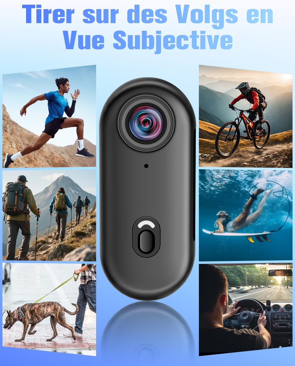 Caméra Sport 4K, Camera Action WiFi 120°, Minicaméra Sportive Étanche 30M Action Cam Corporelle Camera Vlog Petite Caméra Vidéo Vélo Casque avec Accessoires Multifonctions