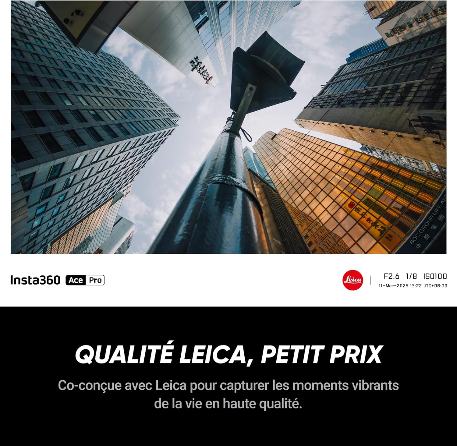 Insta360 Ace Pro - Caméra d'action étanche conçue avec Leica, capteur de 1/1,3", réduction du bruit par l'IA pour une qualité d'image inégalée, 4K 120ips, écran rabattable 2,4" et fonctionnalités d'IA