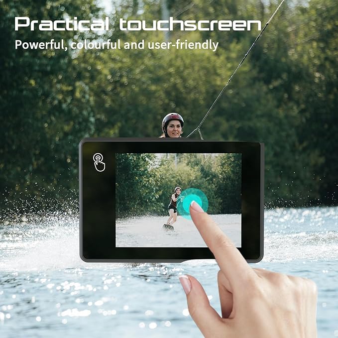 Caméra Sport 4K 60FPS Écran Tactile 64MP avec Stabilisation EIS, Camera Étanche 4K 40M WiFi, 2 Batterie 1350mAh, Carte 64GB Incluse et Étui de Rangement – Action Cam pour Plongée, Vélo, Ski, Voyage